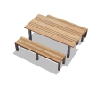 Marina Rectangular 220cm Table and 2 Teak Chichester Benches