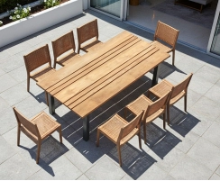 Marina 2.2m Rectangular Table and 8 Sora Woven Chairs