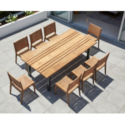 Marina 2.2m Rectangular Table and 8 Sora Woven Chairs