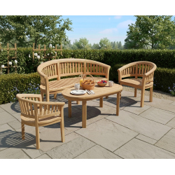 Wimbledon Teak Bench, Coffee Table & Armchairs Set