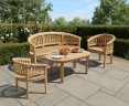 Wimbledon Teak Bench, Coffee Table & Armchairs Set