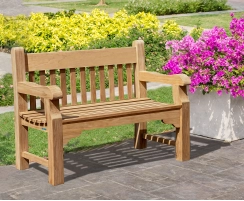 Banchory Solid Wood Teak Park Bench - 1.2m