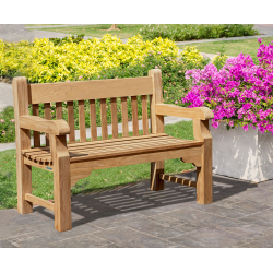 Banchory Solid Wood Teak Park Bench - 1.2m