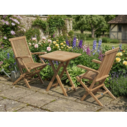 Teak 2 Seater Suffolk Table and Armchairs Set