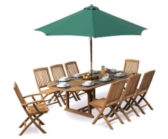 Brompton Extending 1.2 x 1.8 - 2.4m Table & 8 Bali Folding Chairs Set