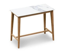 Teak and Quadra Sintered Stone Bar Table
