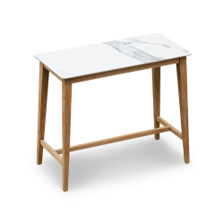 Teak and Quadra Sintered Stone Bar Table