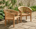 Contemporary Jack and Jill Bench, Teak Companion Seat