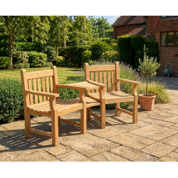 Taverners Teak Companion Seat, Tête-à-Tête Seat