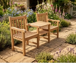 Windsor Vista Teak Companion Seat, Jack and Jill Bench