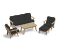 Eero Mid-Century Deep Seated Teak Garden Set with Footstool - 5 Seater