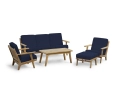Eero Mid-Century Deep Seated Teak Garden Set with Footstool - 5 Seater