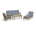 Eero Mid-Century Deep Seated Teak Garden Set with Footstool - 5 Seater