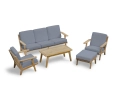 Eero Mid-Century Deep Seated Teak Garden Set with Footstool - 5 Seater