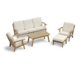 Eero Mid-Century Deep Seated Teak Garden Set with Footstool - 5 Seater