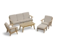 Eero Mid-Century Deep Seated Teak Garden Set with Footstool - 5 Seater