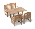 Hilgrove 150cm Teak Table Set with Rose Garden 120cm Bench and Rose Garden Armchairs