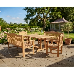 Cadogan Rectangular Table Set with Rose Garden 150cm Benches and Rose Garden Armchairs