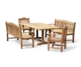 Cadogan 2m Teak Table, Rose Garden Benches and Rose Garden Armchairs Set