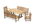Cadogan 2m Teak Table, Rose Garden Benches and Rose Garden Armchairs Set