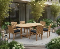 Brompton Extending 1.2 - 1.8m Table & 6 Monaco Stacking Chairs