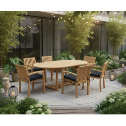 Brompton Extending 1.2 - 1.8m Table & 6 Monaco Stacking Chairs