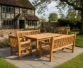 Balmoral Teak Rectangular Table 1.8m, Benches & Chairs