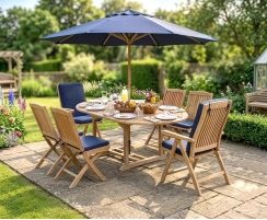Brompton 6 Seater Extending Table 1.2-1.8m, Bali Folding Chairs & Recliners