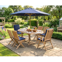 Brompton 6 Seater Extending Table 1.2-1.8m, Bali Folding Chairs & Recliners
