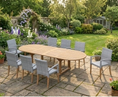 Brompton Extending 1.8 - 2.4m Table & 8 St. Tropez Stacking Chairs