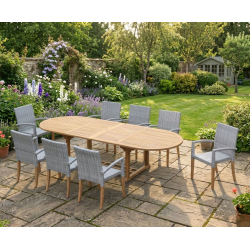 Brompton Extending 1.8 - 2.4m Table & 8 St. Tropez Stacking Chairs