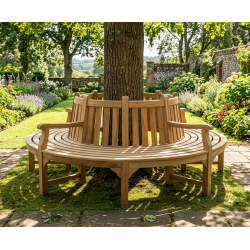 Teak Circular Tree Bench with Arms - 2.2m