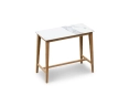 Quadra Sintered Stone and Teak Bar Table with Tiga Rattan and Teak Bar Chairs