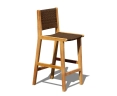 Quadra Sintered Stone and Teak Bar Table with Tiga Rattan and Teak Bar Chairs