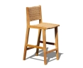 Quadra Sintered Stone and Teak Bar Table with Tiga Rattan and Teak Bar Chairs