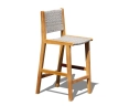 Quadra Sintered Stone and Teak Bar Table with Tiga Rattan and Teak Bar Chairs