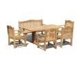 Cadogan 180cm Teak Table, Rose Garden 150cm Bench and 4 Rose Garden Armchairs