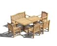 Cadogan 180cm Teak Table, Rose Garden 150cm Bench and 4 Rose Garden Armchairs