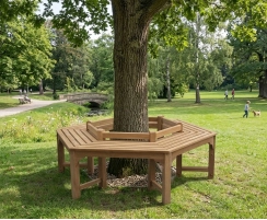Teak Hexagonal Tree Bench – Low-Back - 1.76m