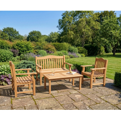 Hilgrove Coffee Table Set with Rose Garden Bench and Rose Garden Armchairs