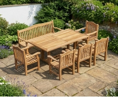 Cadogan 200cm Rectangular Table with 180cm Rose Garden Bench and Rose Garden Armchairs