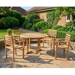 Canfield Round 1.2m Table & 4 Yale Stacking Chairs