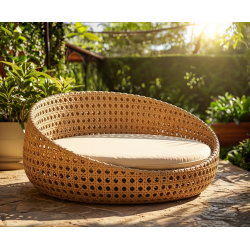 Oyster Open Weave Rattan Daybed