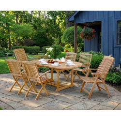 Brompton Extending 1.2 - 1.8m Table, 2 Bali Recliners & 4 Armchairs
