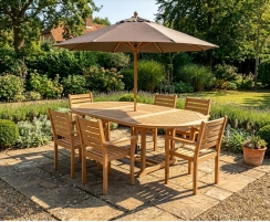 Brompton Extending Oval Table 1.2-1.8m & 6 Yale Stacking Chairs Set