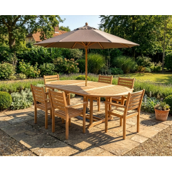 Brompton Extending Oval Table 1.2-1.8m & 6 Yale Stacking Chairs Set