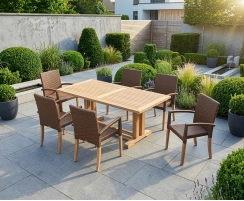 Cadogan Pedestal Table 1.8m and 6 St. Tropez Stacking Chairs