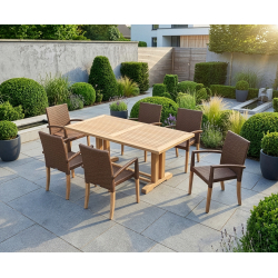 Cadogan Pedestal Table 1.8m and 6 St. Tropez Stacking Chairs