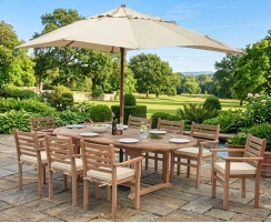 Brompton Extending 1.8 - 2.4m Table & 8 Yale Stacking Armchairs
