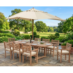 Brompton Extending 1.8 - 2.4m Table & 8 Yale Stacking Armchairs